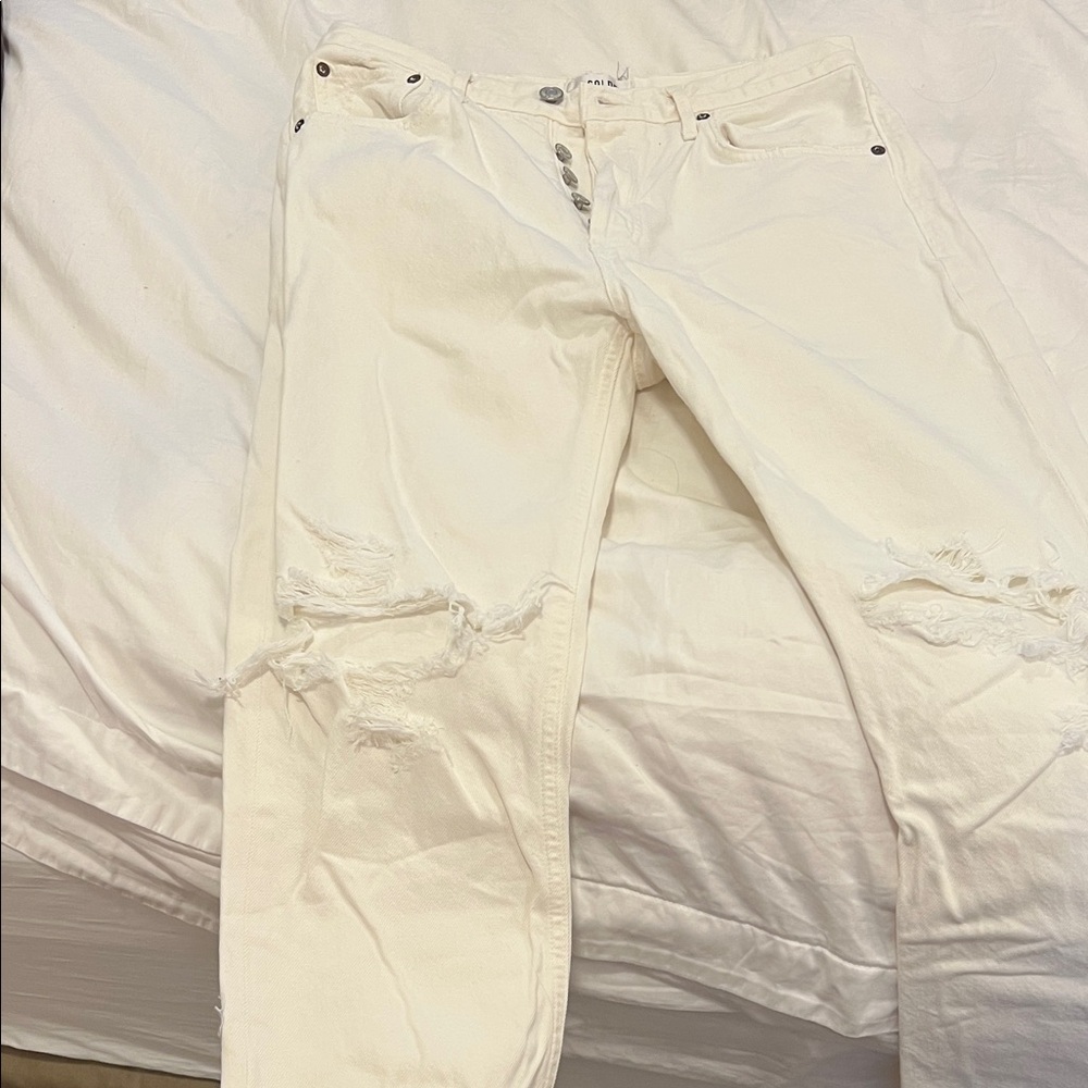 AGOLDE White Distressed Boot Cut Jeans - size 28 - Picture 2 of 5